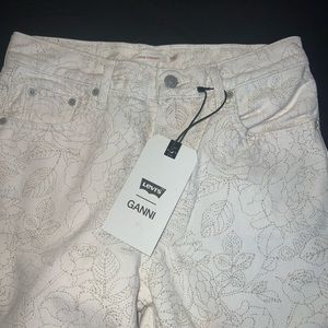 Brand new womens levis x ganni floral print wide leg jeans with tags attached